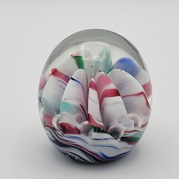 Vintage Saint Claire Multicolor Swirl Art Glass Paperweight - Picture 2 of 11
